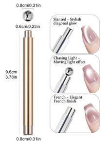 强力磁性钢珠美甲磁棒套装，长铝柄双头磁性美甲笔，磁性猫眼指甲油凝胶美甲工具