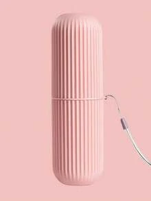 1pc Travel Toothbrush Storage Box, Portable Dust-Proof Toothbrush, Toothpaste, Toiletry Storage Box For Travel, Camping, Rinsing Cup