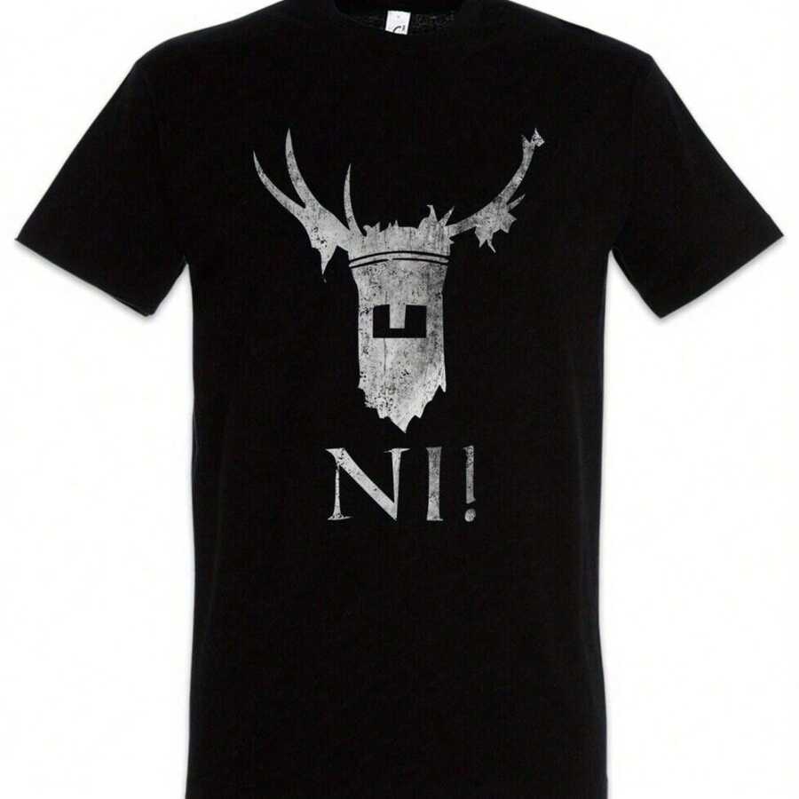 Knights Of Ni T-Shirt Monty Fun Python And Say Holy Grail KnightRelaxed Fit Casual Tees - Black - View 1