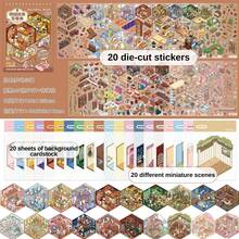 贴纸书、阳光小镇系列微缩场景书、3D卡通房屋DIY风景装饰贴纸相册、DIY拼贴装饰纸质配件、适合各种场景的笔记本贴纸、手机壳、水杯贴纸、剪贴簿日记本笔记本贴纸 - 彩色 - 查看 16