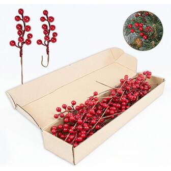 1/2/5/10pcs Christmas Tree Decorations, Artificial Red Berry Stems 6.5 Inch Christmas Berry Garland With Holly Berries, Suitable For Christmas, Winter Holiday Home DIY Decor