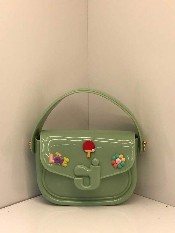 Bolsa decorativa tridimensional com aba magnética da letra J