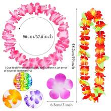 55 Pcs Artificial Hawaiian Flower Wreath Necklace, Hawaiian Theme Party Garland For Summer Beach Party, Wedding, Birthday Decorations Supplies,For Holiday Wedding Beach Birthday Decorations Party Supplies Wreaths Headbands Holiday Wedding Beach Birthday Decorations (Random Color)