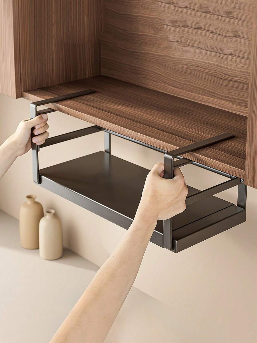 Zazumi 1 Giá để đồ bằng kim loại có thể điều chỉnh, Có nhiều kích cỡ lớn và nhỏ, Giá để đồ nhà bếp có thể mở rộng để đựng lọ gia vị và gia vị, Giá treo tủ dưới có thiết kế ngăn chia nhiều lớp, Bộ sắp xếp nhà bếp, Phụ kiện nhà bếp, Giá để gia vị