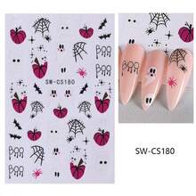 1/5 Peças Adesivos de Unhas de Halloween, Novos e da Moda Aranha, Abóbora, Estampa de Vaca, Fantasma, Teia de Aranha, Aranha Coração, Decalques de Arte de Unhas com Letras, Acessórios de Unhas, Variedade de Estilos para Design de Unhas DIY da Moda, Ferramentas de Manicure Interessantes e Minimalistas, Adequado como Presente para Família, Namorada, Melhores Amigas