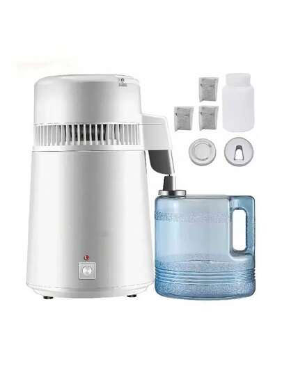 1 juego de destilador de agua portátil de 4 l con filtro purificador, destilador de alcohol, botella calefactora, suavizador de agua, purificador de agua, filtro de agua pura para encimeras domésticas, sistema eficiente de tratamiento de agua para el hogar, fácil de usar y mantener, de acero inoxidable, para oficina, hogar y restaurante. Accesorios de cocina, utensilios de cocina, utensilios para el hogar, artículos para el hogar.