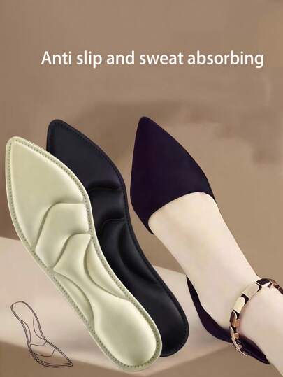 1双/2双/3双装尖头软垫高跟鞋鞋垫，可自由裁剪，缓解疼痛，舒适，减震，防滑，适用于高跟鞋、休闲鞋
