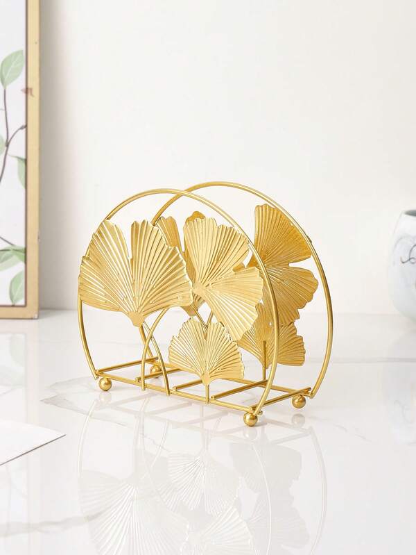 1pc Flower Decor Napkin Holder, Modern Faux Pearl & Flower Design Napkin Holder For Table