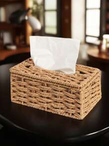 1pc Woven Tissue Box Holder, Rectangular Covered Tissue Box, Rattan Tissue Box Rack, Bohemian Style Woven Tissue Box Holder, Suitable For Bathroom, Bedroom, Shelf, Living Room, Dining Room Decor & Storage, Halloween Tissue Box Decor, Christmas Gift - Multicolor - View 8