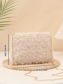 Elegant Furry Women's Handbag, Cute Plush Rose Shaped Fabric Shoulder Bag, New Autumn/Winter Fluffy Chain Crossbody Bag, Solid Color Furry Bag, Fashion Versatile Sweet Lady Shoulder Bag