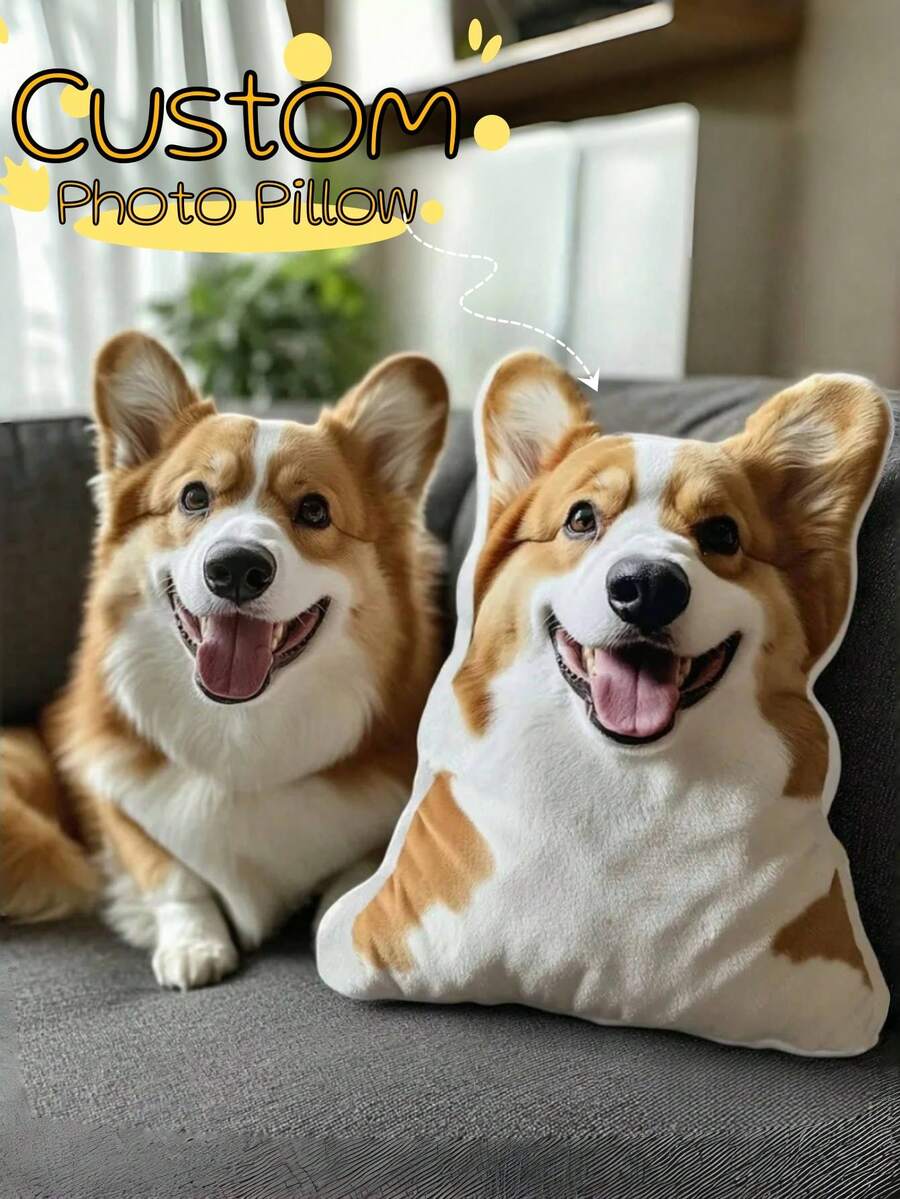 1pc Customized Pet Throw Pillow, Personalized Dog/Cat Cushion, Soft Plush Large Pillow, Colorful Home Decor, Unique Pet Memorial Gift, Suitable For Christmas, Thanksgiving, Halloween And Special Occasions - Multicolor - View 1