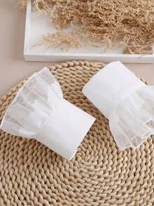1 Pair Chiffon Ruffle Sleeve Cuffs, Suitable For Daily Wear - White-009 - View 2