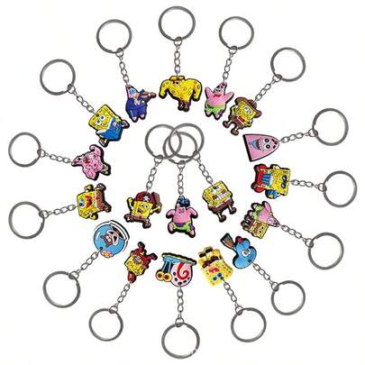 SPONGEBOB 1pc/10pcs/20pcs SpongeBob SquarePants Keychains For Kids Birthday Party Decoration Gifts Bag Fillers Stuffer School Carnival Reward Party Suppll
