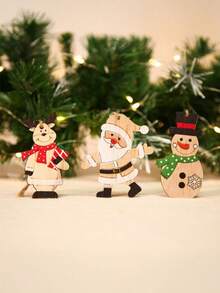 9 pièces/1 set Pendentifs de Noël en bois peints, décorations de Noël, décorations d'hiver pour la maison et célébrations festives, ornements pour sapin de Noël, petits pendentifs, combinaison de pendentifs de poupée de Noël rétro, petits pendentifs, accessoires de décoration d'ambiance festive pour les activités de Noël, décoration de pièce