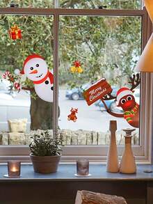 全新 43 片装圣诞雪花玻璃窗贴，圣诞贴花装饰节日雪花圣诞老人驯鹿雪人贴花，圣诞装饰贴纸，节日排队装饰