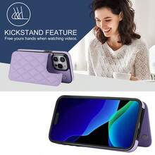 奢华时尚双扣迷你香水钱包，带卡槽、相框、支架、RFID屏蔽功能，磁吸翻盖PU皮革手机壳，兼容三星Galaxy，商务防震防摔 - 紫色 - 查看 7