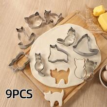 Molde para galletas de Halloween de 9 piezas, Juego de cortadores de galletas de Halloween, Cortador de pastelería encantador, Molde de galletas de acero inoxidable, Molde de galletas de animales, 9 formas, Superficie lisa, Desmoldado fácil, Adecuado para pasteles de cumpleaños DIY, galletas, aperitivos, dulces, etc., Adecuado para cocinas, tiendas de repostería, fiestas, San Valentín, Navidad, Moldes de hornear de Halloween, Accesorios de cocina.