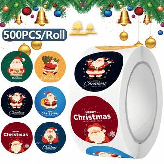 500pcs Christmas Decoration Stickers, Santa Claus, Hand Account Graffiti Stickers, Gift Box Envelope Greeting Card Sealing Stickers Back To School Christmas Christmas Decorations Christmas Pajamas Christmas Gifts Christmas Decor