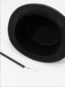 1 套极简主义黑色魔术师帽子和黑白魔法棒道具，2 件套，万圣节 - 黑色 - 查看 3