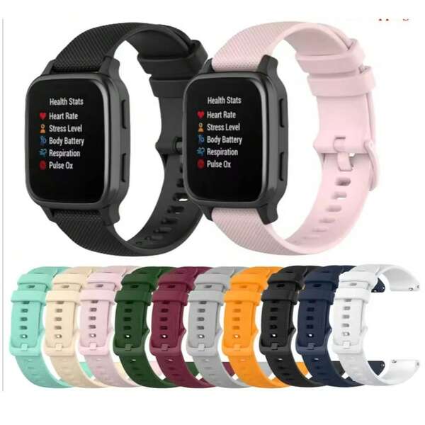 22mm Silicone Watchband Compatible With Garmin Venu SQ, Galaxy Watch 6/5/4/5 Pro/4/6 Classic/Active 2, Watch GT 4-2-2e-3, Mi Watch Lite