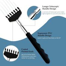 JEFTYR Concave/Convex Handle Stainless Steel Telescopic Back Scratcher - Portable Retractable Back Massager With Elegant Storage Bag, Ideal Gift For Men And Women On Father's Day, Birthday, Thanksgiving And Christmas - Black - View 7