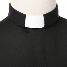 Church Clergy Men's Tab Collar Clergy Shirt Long/Short Sleeveshalloween - 黑色1(短袖) - 查看 11