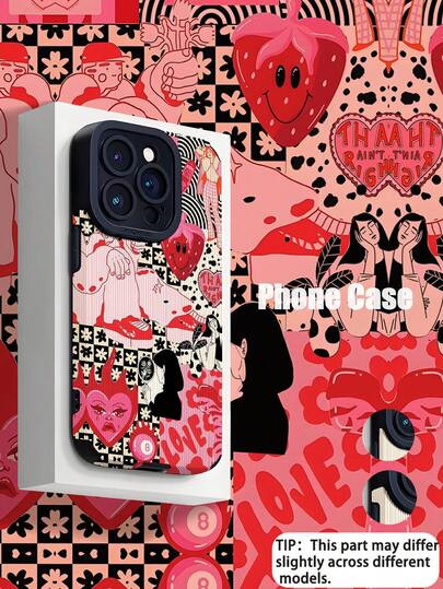 1 件时尚复古个性女孩插画竖条纹高端仿皮防摔防指纹防震手机壳适用于苹果和各种型号