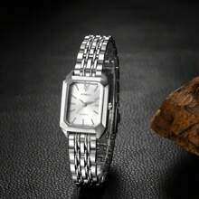 JEWELRYWE Elegant And Simple Women's Watch, Small Luxury Analog Quartz Watch, Removable Alloy Strap, Adjustable Band Size, Rectangular Square Dial, Suitable For Casual Business Wear, Birthday Christmas Gift, With Watch Strap Removal Tool