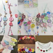 10/20 件随机混合格纹花卉印花 4 孔纽扣、连衣裙、夹克、衬衫、DIY 配饰、手机壳装饰