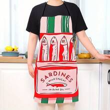 Kitchen Apron With Olive Oil And Wild Sardine Design, Suitable For Cooking And Baking Enthusiasts, Baking Accessories