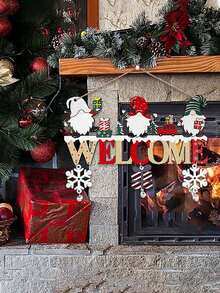 1set/2sets Creative Wooden Christmas Tree & Letter Decor Hanging Ornaments, Reindeer Christmas English Decor Sign