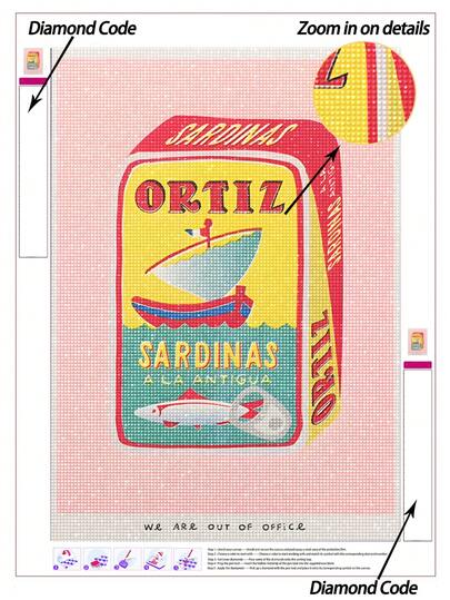 لوحة الماس DIY 5D | لوحة فنية لعلب السردين ذات القاعدة الوردية مجموعة لوحة الماس DIY 5D. لوحة نقطة الماس عالية الدقة، لوحة زخرفية يدوية، تمارين لمهارات DIY والتركيز. هدية لوحة الماس.