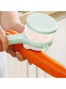 2 Innovative Peelers With Storage Boxes - Serrated Edge Design And PET Material, Ideal For Food Prep In Dorms And Kitchens, Space-Efficient Solution - Cam + Xanh lá cây - Xem 4