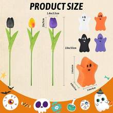 39PCS Halloween Vase Filler Decorations Kit, 15PCS Tulips Artificial Flowers With 24PCS Ghost Vase Filler Set, Ghost Decorations Halloween Vase Fillers Table Centerpieces Party Decoration - 15 Multicolor Tulips With 24 Ghost - View 10