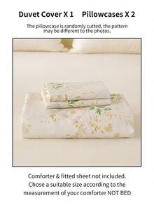 Juego de funda nórdica con estampado de hojas y flores (1 funda nórdica y 2 fundas de almohada) Set de ropa de cama suave y amigable con la piel para todo el año - Multicolor - Ver 11