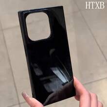 Teléfono con diseño de bloques, compatible con las series 16 Pro, 16, 15 Pro, 14, 14 Plus, 13, 13 Pro, 12 Pro y 12 Pro. Diseño a prueba de golpes con cobertura total, orificio grande, marco liso y brillante, y detalles prominentes. - Negro - Ver 2
