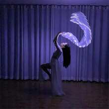 1pc Carnival LED Silk Belly Dance Fan Veil, 100% Silk LED Light Show Belly Dance Stage Performance Dance Costume - 2 AAA Batteries (Batteries Not Included)