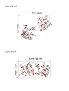 1PC/2pcs Removable PVC Wall Decals – [Pink Peach Blossom Branches, Green Plants, Cherry Blossom Birds]Self-Adhesive Waterproof Wall Stickers For Home Decor, Room Decor, Wall Decor, And Kitchen – Easy To Apply, Ideal For Living Room, Bedroom, Or Office