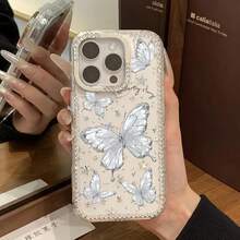 Funda para teléfono IMD con diseño de girasol y polvo brillante, orificio grande, borde transparente brillante, compatible con phone 16 Pro Max, 15, 14 Plus, 13 y 12. - transparente - Ver 2