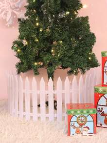 20pcs/Set 12-Inch Christmas Tree Gate, Kids & Pets Fence Barrier, Party Garden Home Decor Small White Plastic Fence Panels - Lightweight, Durable And Easy To Clean Fence For Indoor/Outdoor Garden, Flower Beds, Vegetable Patches, And Christmas Decor - Multifunctional Garden And Home Decoration, Outdoor Fencing