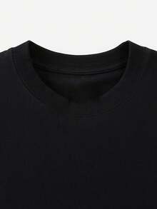 Black Cotton Casual T-Shirt Fall Women Clothes, Fun Design, Soft Fabric, Statement Shirt, Perfect Birthday Gift - Black - View 4