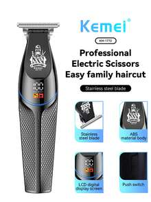 Kemei KM-1772 Men's Hair Clipper, Carving Wireless Trimmer, Professional Men's Haircut Machine, USB Rechargeable Men's Shaver, Men's Hair Styling Tool, Gift For Men - Black - View 3