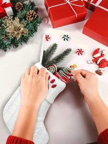 1pc White Knit Christmas Stocking, Xmas English Letters Snowflake Hanging Stockings, For 2025 Christmas Party Decoration,2026 New Year Party Favors Supplies, Christmas Room Decoration, Personalized Initial Christmas Stocking, Family Holiday Xmas Home Room Decor,Christmas Tree Ornaments, Christmas Eve Surprise Gifts Package,Christmas Sock Costumes, Christmas Gift Party Favor - White Christmas Letter Knitted Socks - View 12