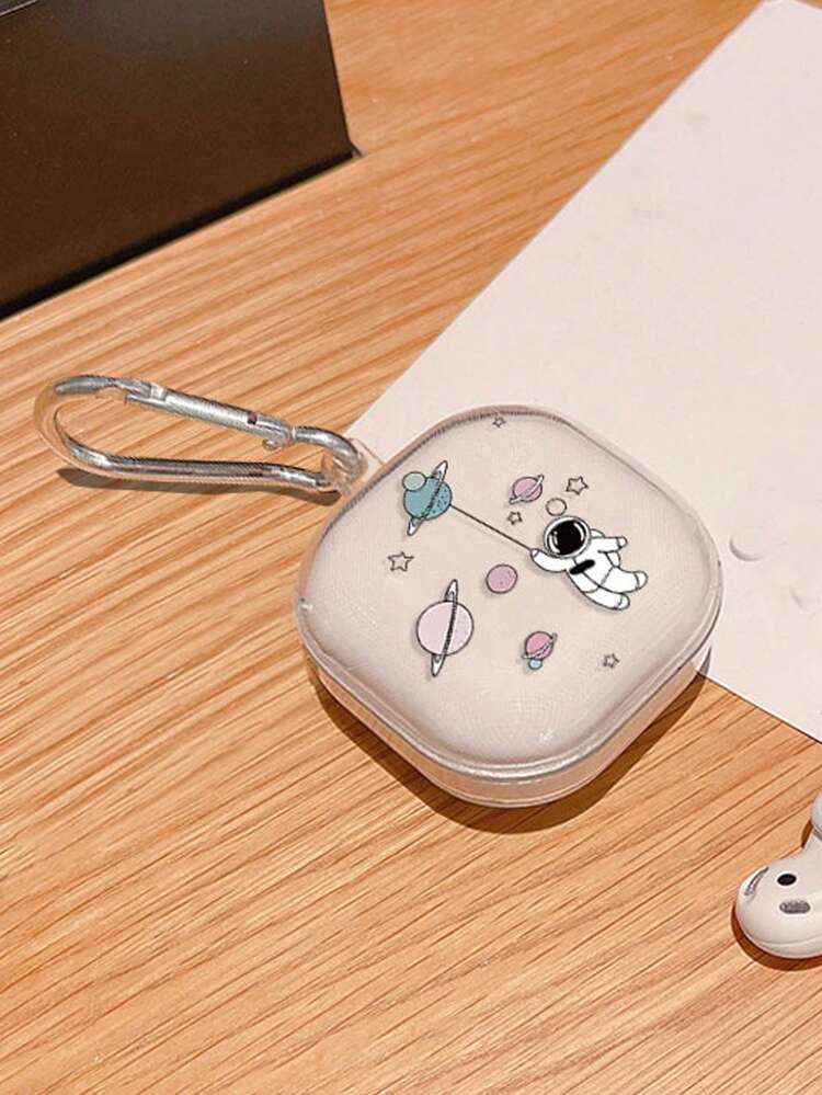 保护壳适用于三星 Galaxy Buds Pro/Buds FE/Buds Live/Buds 2 无线蓝牙耳机，可爱宇航员/透明花卉设计，防摔全覆盖 - 藍色 - 查看 4