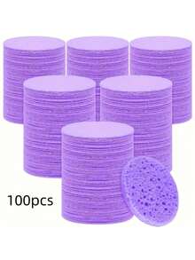 10/20/30/50/60/100 件 100% 天然压缩面部海绵，天然纤维素面部海绵，用于清洁、去角质、洗脸、卸妆和 SPA 使用 - 女士旅行护肤必需品，可重复使用的化妆海绵，配有透明塑料海绵储物罐，适合家庭和旅行 - 彩色 - 查看 30