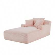 80 Inch Oversized Chaise Lounge Chair Indoor, Upholstered Corduroy Boneless Sleeper Sofa Bed With 3 Pillows, Deep Seat Reading Chair Cloud Couch For Living Room (80" D*50" W) - 粉色 - 查看 7