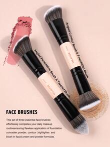 MAANGE 4/3/8/11/12件套专业化妆刷套装，包含双头面部化妆刷、斜角粉底刷、轮廓刷、腮红刷、散粉刷、眼影刷、遮瑕刷、高光刷和晕染刷，并附赠化妆包。化妆工具采用柔软纤维材质，方便携带，是旅行的理想之选。 - 杏色 - 查看 9