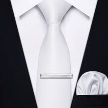 3pcs Mens Slim Tie White Slim Necktie Tie Pin Pocket Square Set Wedding Formal Casual Office - trắng - Xem 1