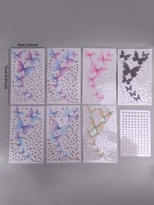 1/5 套孕妇肚皮贴纸，水晶贴纸，钻石派对照片，孕妇照，彩色珍珠心形 3D 装饰图案（蝴蝶套装）