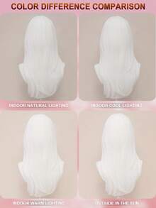 XYUNMI Sweet And Cute Christmas White Long Straight Wig 26 Inch With Bangs Wig Easy To Care Breathable Fluffy Natural Women's Heat Resistant Synthetic Fiber Wig Suitable For Daily Wear Holiday Party Wig Simple And Elegant Street Cosplay Halloween Back To School Fashion Wig